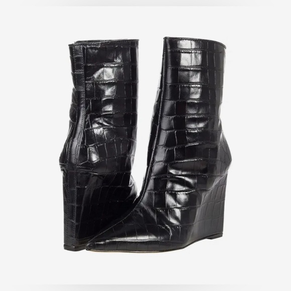 New Schutz Asya Black Size 9.5 M Heels Wedge Boots